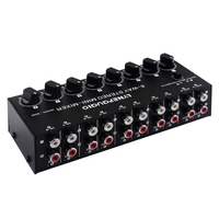 LYNEPAUAIO B066 Mini stéréo 8 canaux mélangeur passif RCA mélangeur Audio Portable 8 en 2 sorties distributeur stéréo contrôle du Volume,  aucune alimentation externe requise