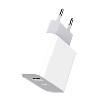 M-3 20W double sortie adaptateur de charge rapide Mini chargeur mural portable avec port USB-C + USB-A pour téléphone / ordinateur portable / tablette