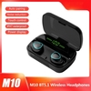 M10 BT5.1 Casque sans fil Couplage automatique Réduction du bruit Contrôle tactile IPX7 Étanche 2000mAh Boîte de charge Affichage de l