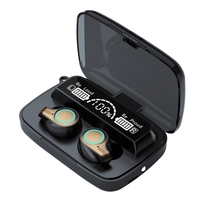 M18 BT5.1 Casque sans fil Couplage automatique IPX7 Boîte de charge étanche 2000mAh Affichage de la puissance à trois écrans Powe Bank (type miroir,  noir)