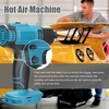 Machine à air chaud portable sans fil,  équipement de chauffage rechargeable au lithium,  outil électrique réglable avec 2 buses compatibles avec la batterie au lithium Makita 18 V