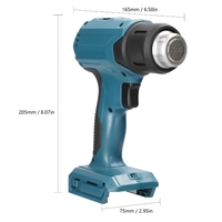 Machine à air chaud portable sans fil,  équipement de chauffage rechargeable au lithium,  outil électrique réglable avec 4 buses compatibles avec la batterie au lithium Makita 18 V