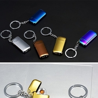 Machine à incendie électronique à double face rechargeable par USB,  coupe-vent Porte-cigarette à clé métallique sans flamme,  mini briquet avec fil chauffant