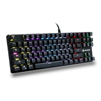 Magic-Refiner 1506 Clavier de jeu mécanique USB câblé Rétroéclairage RGB rétroéclairé Interrupteur bleu 87 touches pour Gamer Office E-Sports Version russe