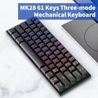 Magic-Refiner MK28 Clavier mécanique à trois modes 61 touches Prise en charge du clavier RVB Connexion filaire BT5.0/2.4G/USB Commutateurs rouges Noir