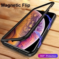 Magneto Magnetic Adsorption Case En Verre Trempé Clair Noir i-phone XS Max