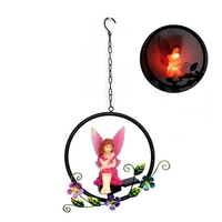 Émail solaire fleur fée lampe suspension en fer artisanat jardin pelouse lampe
