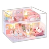 Maison de poupée miniature bricolage avec meubles et lumières LED Maison de poupée en bois 3D