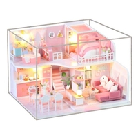 Maison de poupée miniature bricolage avec meubles et lumières LED Maison de poupée en bois 3D