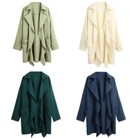 Manteau neuf Trench Manteau Solide Lapel Manteau À Rouleau Manches Casual Gilet Ouvert