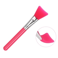 Maquillage 6pcs silicone brosse de masque facial Fondation Brosses cosmétiques fard à paupières brosse à sourcils Kit avec poignée en plastique rose