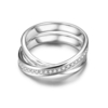 Mariage en forme de croix JURE Argent 925 Bague zircon Bague de fiançailles Proposition Halo Bridal Remplacement