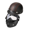 Masque mortorcycle détachable lunettes et bouche filtre + demi-casque ouvert en cuir avec visière UV lunettes 54-60cm