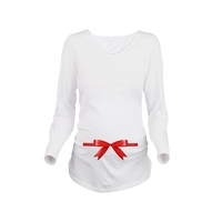 Maternité chemise à manches longues grossesse maman hauts Tee Noël Santa blanc L