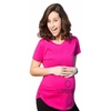 Maternité Chemise Manches Courtes O-cou Side Ruché Drôle Mot Grossesse Mom Tops Noir L