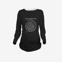 Maternité Chemise Manches Longues O-Cou Future Math Geek Imprimer Drôle De Grossesse Maman Tops Tee Noir L
