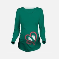Maternité Shirt Manches Longues O-Neck Empreinte Drôle De Grossesse Mom Tops Tee Blanc L