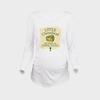 Maternité Shirt Manches Longues O-Neck Empreinte Drôle De Grossesse Mom Tops Tee Blanc L