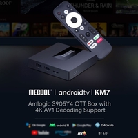 MECOOL KM7 Android 11 ATV Smart TV Box Amlogic S905Y4 Lecteur multimédia UHD 4K 2.4G/5G WiFi double bande BT5.0 Google certifié AV1 VP9 H.265 Décodage LPDDR4 2 Go eMMC 16 Go Télécommande vocale