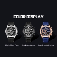 megir 2101 Business Quartz Sports Men Montre 3ATM Étanche Grand Cadran Grand Visage Montre-Bracelet Microsecondes Seconde Minute Chronographe Sous-cadrans Calendrier Horloge pour Homme avec Bracelet en Silicone
