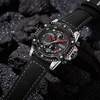 MEGIR 2130 Rugged Militaire Quartz Hommes Montre 3ATM Étanche Sport Montre Homme Calendrier Sub-Dials Chronographe Montre pour Hommes avec Bracelet En Cuir Bande