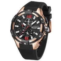 MEGIR Hommes Montre À Quartz Exquis Homme Montre-Bracelet Temps Calendrier Affichage Chronomètre Pointeur Lumineux 3ATM Montre De Sport Résistant À L