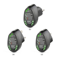 MESTEK Advanced RCD Testeur de prises électriques Test de fil de terre sous tension neutre automatique Circuit de détection de polarité Mur Détecteur de fiche UE Détecteur de fuites Test de fuite électrique avec affichage de rétroéclairage de tens