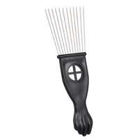 Metal Afro Comb Afro-Américain Pick Peigne Brosse à cheveux Coiffure Styling Tool Black Fist