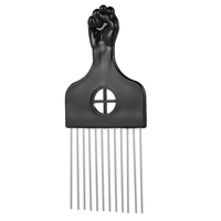 Metal Afro Comb Afro-Américain Pick Peigne Brosse à cheveux Coiffure Styling Tool Black Fist