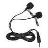 Micro-cravate omnidirectionnel à double tête pour cravate Lavalier Micro pour Smartphone Caméra pour ordinateur portable 3.5mm Périphériques audio pour enregistrement vidéo de programmes Interview Webcast
