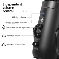 Microphone à condensateur de bureau USB pour ordinateur avec bouton de suppression du bruit/sourdine