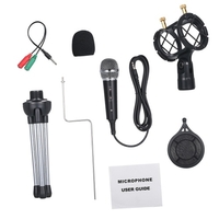 Microphone à condensateur filaire Audio 3.5mm Studio Mic Enregistrement vocal KTV Karaoké Mic avec support pour téléphone PC
