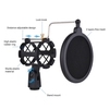Microphone en plastique antichoc support de micro anti-vibration avec filtre anti-pop adaptateur à vis universel pour microphone à condensateur mince de diamètre 2 cm-4 cm