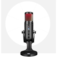 Microphone pour ordinateurs avec lumière RVB Microphone plug-and-play USB rotatif pour ordinateurs Réunion Chat vocal