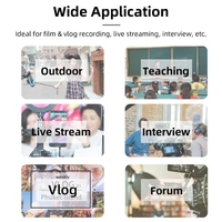 Microphone sans fil 2, 4 GHz Clip-on Lavalier Microphone émetteur récepteur pour entrevue de recodage vidéo Vlog en direct