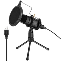 Microphone USB Ordinateur PC Microphone de bureau Micro à condensateur avec trépied Support anti-choc Filtre anti-pop Plug and Play pour vidéoconférence Réunion Streaming Chant Enregistrement Podcasting Gaming