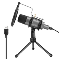 Microphone USB Ordinateur PC Microphone de bureau Micro à condensateur avec trépied Support anti-choc Filtre anti-pop Plug and Play pour vidéoconférence Réunion Streaming Chant Enregistrement Podcasting Gaming