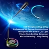 Microphone USB Plug & Play Microphone omnidirectionnel professionnel à 360 degrés avec bouton de volume de lumière LED intégré Micro à condensateur de bureau pour l