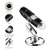 Microscope de poche portable Microscope numérique filaire 1000X avec interfaces USB + Micro USB Adaptateur de type C à 8 lumières LED
