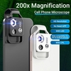 Microscope portable 200X Microscope universel pour téléphone portable avec 6 lumières LED Luminosité à 2 niveaux réglable Pas besoin d