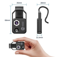 Microscope portable 200X Microscope universel pour téléphone portable avec 6 lumières LED Luminosité réglable à 2 niveaux Pas besoin d