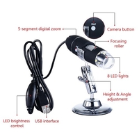 Microscope portable numérique USB 1600X pour la détection portative à vue industrielle avec loupe réglable à 8 lumières LED
