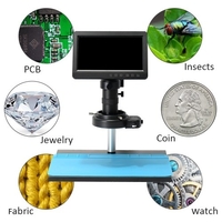 Microscope vidéo LCD 26MP 1080P 7 pouces avec objectif à monture 150X C Caméra de microscope électronique avec support en métal Anneaux LED réglables Outils de réparation professionnels