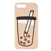 Mignon dessin animé perle motif de thé au lait couleur pure paquet tout-en-un couverture de téléphone souple