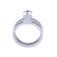Mignon petit ours anneau embarque CZ diamant 316L titane acier à la mode femmes bijoux décorations