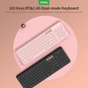 MIIIW 102 touches sans fil BT et clavier de bureau bimode 2, 4 GHz avec support en caoutchouc souple intégré Compatible multi-système rose