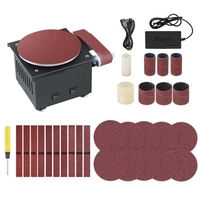 Mini Banc Ponceuse à Courroie et à Disque Affûteuse de Bords Électrique 7 Vitesse Variable 10 Disques/Courroies de Ponçage DIY Benchtop Ponçage Polissage Rectifieuse pour Bois Métal Acrylique
