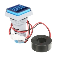 Mini carré numérique Volt-ampèremètre Voltamètre Ampèremètre Voltmètre Cymomètre Trois LED Affichage Tension,  Courant et Fréquence Indicateur Moniteur AC Panneau Compteur AC60-500V AC0-100A 20-75Hz
