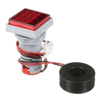 Mini carré numérique Volt-ampèremètre Voltamètre Ampèremètre Voltmètre Cymomètre Trois LED Affichage Tension,  Courant et Fréquence Indicateur Moniteur AC Panneau Compteur AC60-500V AC0-100A 20-75Hz