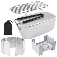 Mini cuisinière pliante boîte à lunch pare-brise pliant étagère à vapeur ensemble pour pique-nique Camping randonnée pêche alpinisme